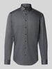 Jake*s Slim fit zakelijk overhemd met structuurmotief Antraciet