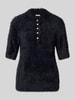 Christian Berg Woman Strickpullover mit 1/2-Arm und Knopfleiste Black