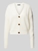 Vero Moda Regular Fit Strickjacke mit V-Ausschnitt Modell 'LEA' Weiss