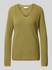 s.Oliver RED LABEL Regular Fit Strickpullover mit V-Ausschnitt und Raglan-Ärmeln Khaki