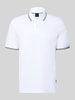 bugatti Slim Fit Poloshirt mit Label-Stitching Weiss