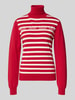 LIU JO SPORT Slim Fit Rollkragenpullover aus Viskose-Mix in Strick-Optik Dunkelrot