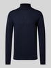 Profuomo Gebreide pullover met ribboorden Marineblauw