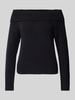 Noisy May Gebreide pullover met carmenhals, model 'LIMA' Zwart