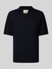 Jack & Jones Premium Poloshirt met ajourpatroon, model 'PAULIN' Donkerblauw