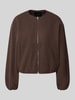 VERO MODA regular fit bomberjack in viltlook model 'CHLOE' Chocoladebruin gemêleerd