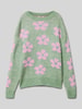 Only Regular Fit Strickpullover mit Blumen-Muster Modell 'NAJA' Hellgruen