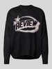 REVIEW Sweter z dzianiny z nadrukiem z logo Czarny