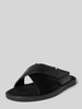 bugatti Lederslides mit Label-Schriftzug Modell 'Derek' Black