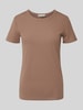 Christian Berg Woman T-Shirt in Ripp-Optik mit Rundhalsausschnitt Mittelbraun