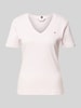 Tommy Hilfiger Slim fit T-shirt met V-hals, model 'CODY' Roze