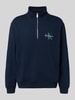 Calvin Klein Jeans Regular fit sweatshirt met logostitching, model 'Terry' Marineblauw
