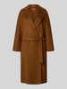 Max Mara Studio regular fit lange wollen jas met kasjmier model 'CLES' Donkerbruin