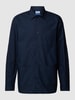 Jake*s Slim fit zakelijk overhemd met borstzak Marineblauw