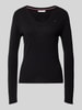 Tommy Hilfiger Pullover met afgeronde V-hals, model 'SOFT WOOL' Zwart