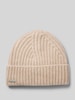 Seeberger Beanie met labeldetail Zand