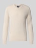 Christian Berg Men Strickpullover aus Woll-Mix mit V-Ausschnitt Ecru Melange