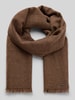 bugatti Sjaal van scheerwol met franjes Donkerbruin