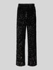 PIECES Hose mit Paillettenoptik Black