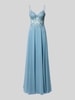 LUXUAR FASHION maxi-jurk met stitchings en met siersteentjes Jeansblauw