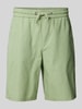 Blend Regular Fit Sweatshorts aus Leinen-Mix Modell 'BAY' Oliv