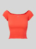 Tommy Jeans Slim Fit Crop Top mit gesmokten Einsätzen Koralle