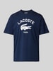 Lacoste T-shirt met labelprint Donkerblauw