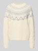 Fynch-Hatton Regular fit pullover van zuivere wol in gebreide look Offwhite