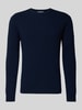 Manuel Ritz Gebreide pullover met ribboorden Marineblauw
