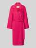 Milano Italy Lange jas van wol met strikceintuur Fuchsia