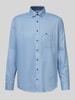 Fynch-Hatton Freizeithemd mit Button-Down-Kragen Modell 'Herringbone' Hellblau