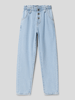 Mango Paperbag-Hose mit elastischem Bund Hellblau
