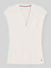 Tommy Hilfiger Regular Fit Strickweste aus reiner Baumwolle Ecru