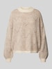 Pieces Loose Fit Strickpullover mit abstraktem Strickmuster Modell 'JENNA' Ecru