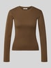 Topshop Longsleeve mit Rundhalsausschnitt Modell 'EVERYDAY' Schoko
