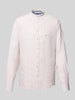 Fynch-Hatton Slim fit linnen overhemd met opstaande kraag Zand