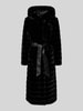 PETITE M. Lange jas met capuchon en strikceintuur Zwart