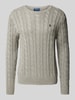 Polo Ralph Lauren Strickpullover mit Zopfmuster Hellgrau