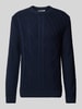 Tom Tailor Regular Fit Strickpullover mit Zopfmuster und gerippten Abschlüssen Marine