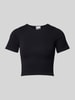 Only T-shirt krótki z fakturowanym wzorem model ‘GWEN’ Czarny