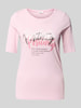 s.Oliver RED LABEL Slim fit T-shirt van katoenmix Roze