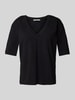 Lanius T-Shirt mit V-Ausschnitt Black