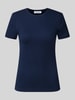 MORE & MORE Slim Fit T-Shirt aus elastischem Baumwoll-Mix Dunkelblau