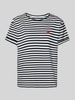 OPUS T-Shirt mit Motiv-Stitching Modell 'Serz' Marine