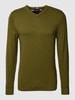 Tommy Hilfiger Strickpullover mit V-Ausschnitt Modell 'PIMA' Oliv