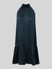 Neo Noir Knielanges Kleid mit Volantsaum Modell 'Aladia Drapy' Rauchblau