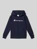 CHAMPION Hoodie met labelstitching Marineblauw