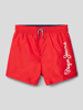 Pepe Jeans Badehose mit Label-Print Modell 'GUSTAVE' Rot