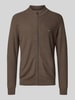 Fynch-Hatton Gebreid jack met logostitching Middenbruin