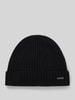 JOOP! Collection Beanie van wol met labeldetail, model 'FRANCIS' Zwart